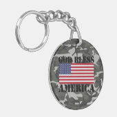 Patriottisch Klassiek en machtig God Zonder Amerik Sleutelhanger (Voorkant Links)