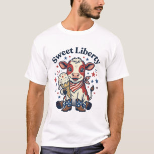 Patriottisch Koe Shirt Cute Kalf Ijs Vintage De
