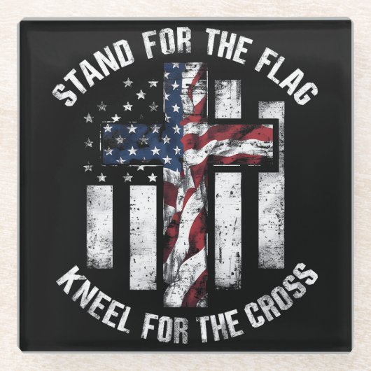 Patriottisch Kruis Glazen Onderzetter (Voorkant)