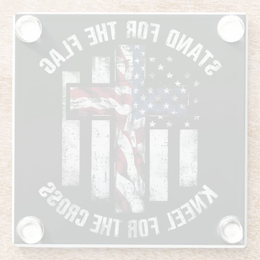 Patriottisch Kruis Glazen Onderzetter (Achterkant)