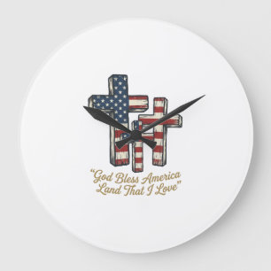 Patriottisch kruis God zegene Amerika shirt ontwer Grote Klok