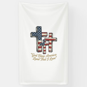 Patriottisch kruis God zegene Amerika shirt ontwer Spandoek