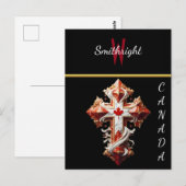 Patriottisch kruis met esdoornblad briefkaart (Voorkant / Achterkant)