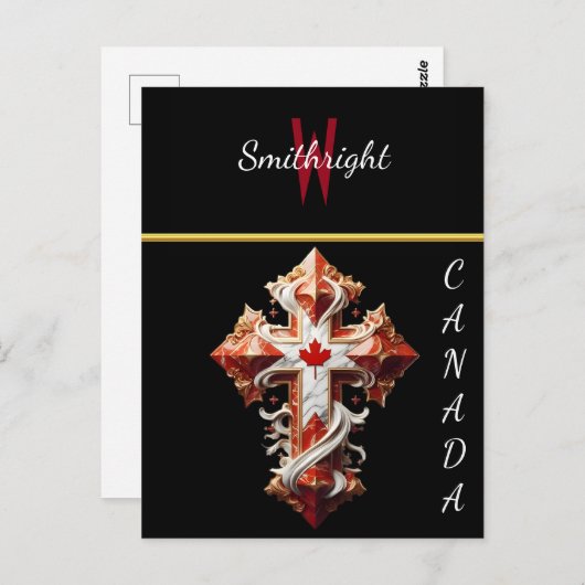 Patriottisch kruis met esdoornblad briefkaart (Voorkant / Achterkant)