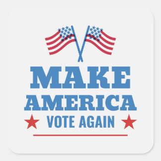 Patriottisch 'Laat Amerika opnieuw stemmen' Vierka Vierkante Sticker