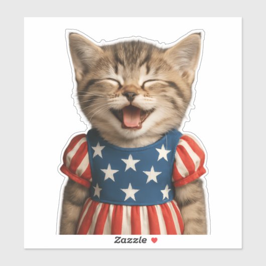 Patriottisch lachend Kat Sticker (Vel)