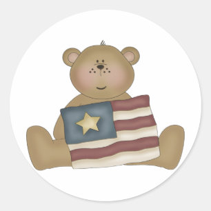 Patriottisch land Teddy Bear Ronde Sticker