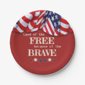 Patriottisch land van de Vrije Rode Blauwe Bunting Papieren Bordje (Voorkant)