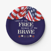 Patriottisch land van de Vrije Rode Blauwe Bunting Papieren Bordje (Voorkant)