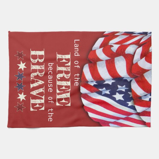 Patriottisch land van de Vrije Rode Blauwe Bunting Theedoek (Horizontaal)