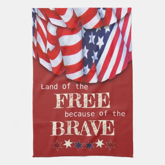 Patriottisch land van de Vrije Rode Blauwe Bunting Theedoek (Verticaal)