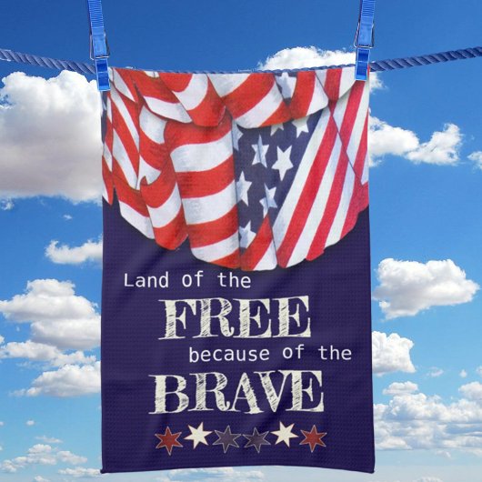 Patriottisch land van de Vrije Rode Blauwe Bunting Theedoek