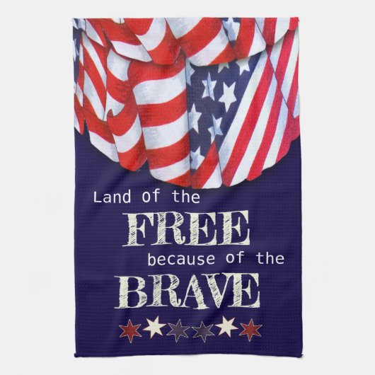 Patriottisch land van de Vrije Rode Blauwe Bunting Theedoek (Verticaal)