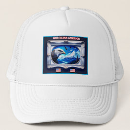 Patriottisch landschap met Amerikaanse vlaggen van Trucker Pet