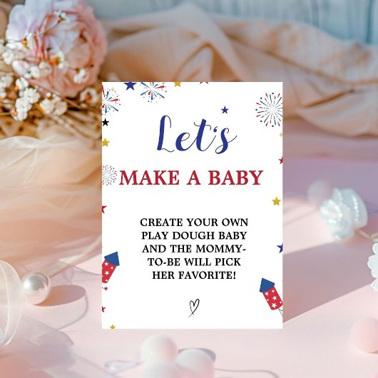 Patriottisch laten we een Baby Baby shower Game te Reclamebord Met Voetstuk