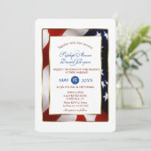 Patriottisch, legant USA Flag Gold Lijst Wedding Kaart (Staand voorkant)