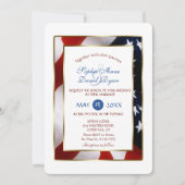 Patriottisch, legant USA Flag Gold Lijst Wedding Kaart (Voorkant)