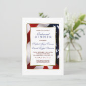 Patriottisch, legant USA Flag Gold Rehearsal Dinne Kaart (Staand voorkant)