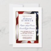 Patriottisch, legant USA Flag Gold Rehearsal Dinne Kaart (Voorkant)