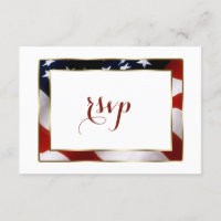 Patriottisch, legant USA Flag Gold Wedding RSVP