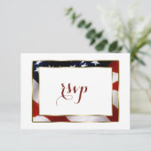 Patriottisch, legant USA Flag Gold Wedding RSVP (Staand voorkant)