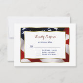 Patriottisch, legant USA Flag Gold Wedding RSVP (Achterkant)