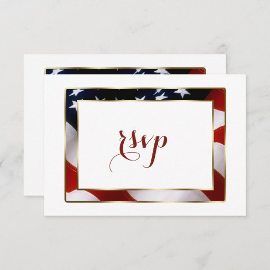 Patriottisch, legant USA Flag Gold Wedding RSVP (Voorkant / Achterkant)