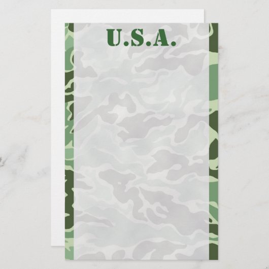 Patriottisch Leger Aangepast Groen Camouflage Stat Briefpapier (Voorkant / Achterkant)