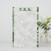 Patriottisch Leger Aangepast Groen Camouflage Stat Briefpapier (Staand voorkant)
