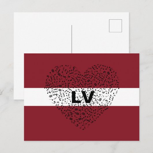 Patriottisch Letland Vlag met muziekhart Briefkaart (Voorkant / Achterkant)