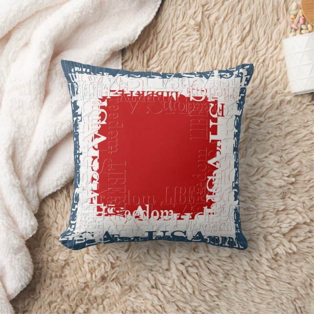 Patriottisch Liberty Square Rood Wit & Blauw Kussen (Deken)