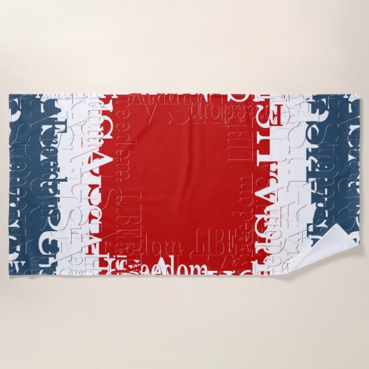 Patriottisch Liberty Square Rood Wit & Blauw Strandlaken (Voorkant)