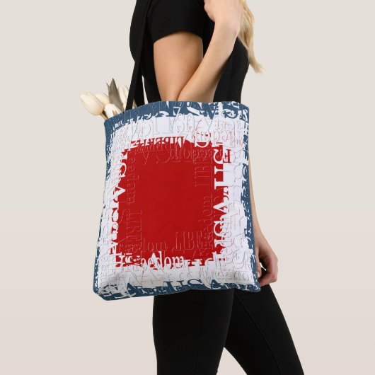 Patriottisch Liberty Square Rood Wit & Blauw Tote Bag (Dichtbij)