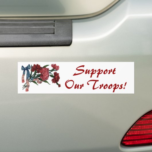 patriottisch lint en bloemen bumpersticker (Op auto)