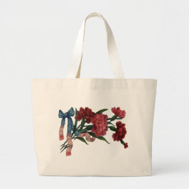 patriottisch lint en bloemen grote tote bag