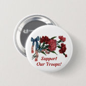 patriottisch lint en bloemen ronde button 5,7 cm (Voorkant /achterkant)
