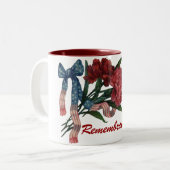  patriottisch lint en bloemen tweekleurige koffiemok (Voorkant links)