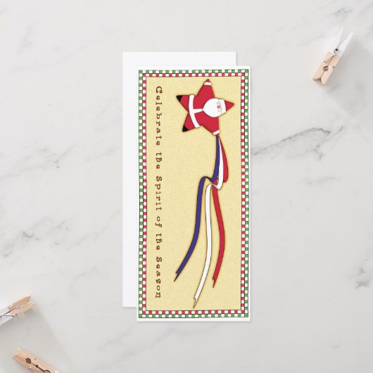 Patriottisch lint Santa Kaart (Voorkant / Achterkant in situ)