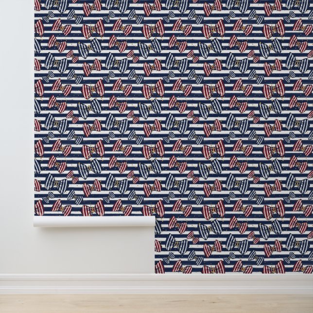 Patriottisch lintstreeppatroon behang (Applicatie)