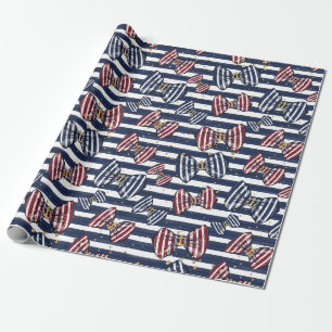 Patriottisch lintstreeppatroon cadeaupapier