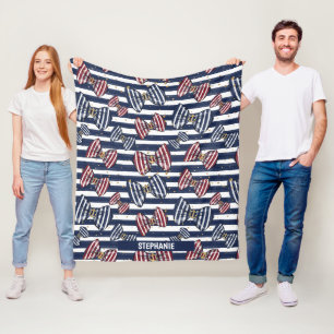 Patriottisch lintstreeppatroon fleece deken