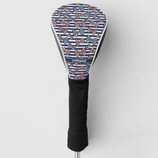 Patriottisch lintstreeppatroon golfheadcover (Voorkant)