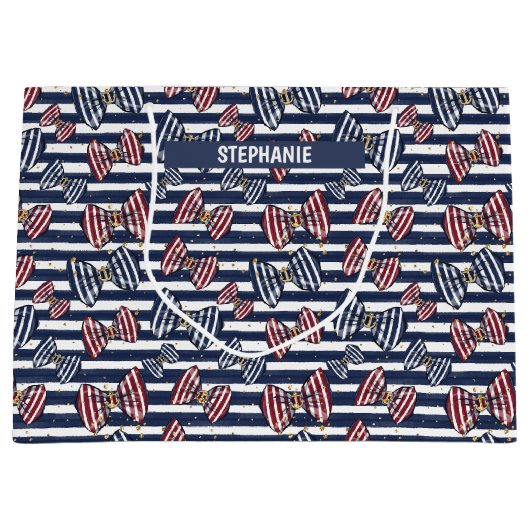 Patriottisch lintstreeppatroon groot cadeauzakje (Voorkant)