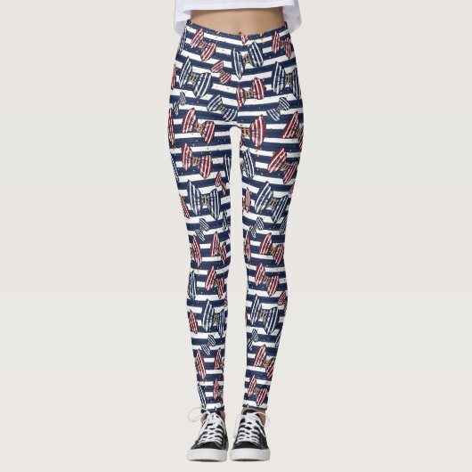 Patriottisch lintstreeppatroon leggings (Voorkant)
