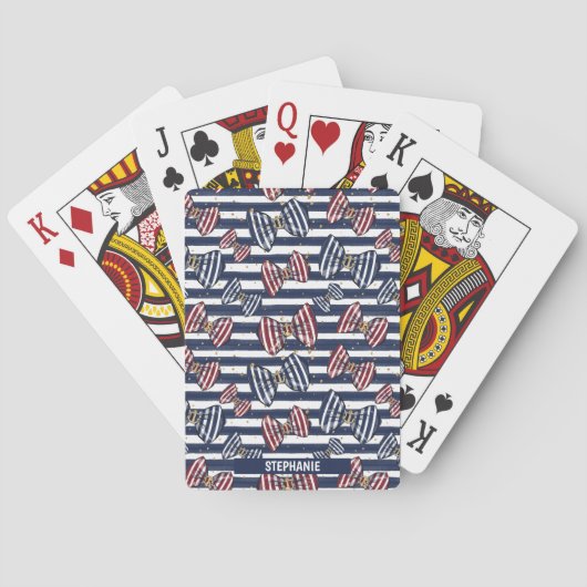 Patriottisch lintstreeppatroon pokerkaarten (Achterkant)