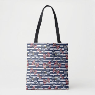Patriottisch lintstreeppatroon tote bag
