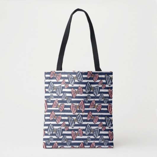 Patriottisch lintstreeppatroon tote bag (Voorkant)
