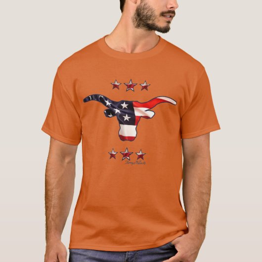 Patriottisch - Longhorn Steer T-shirt (Voorkant)