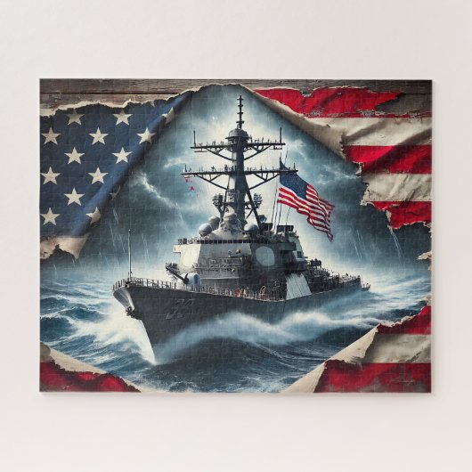 Patriottisch marineschip legpuzzel (Horizontaal)