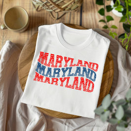 Patriottisch Maryland Rood en Blauw Boho T-shirt
